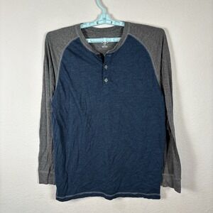 Red Head Mens T Shirt Sz L Large Long Sleeve Henley Solid Comfort Excellent